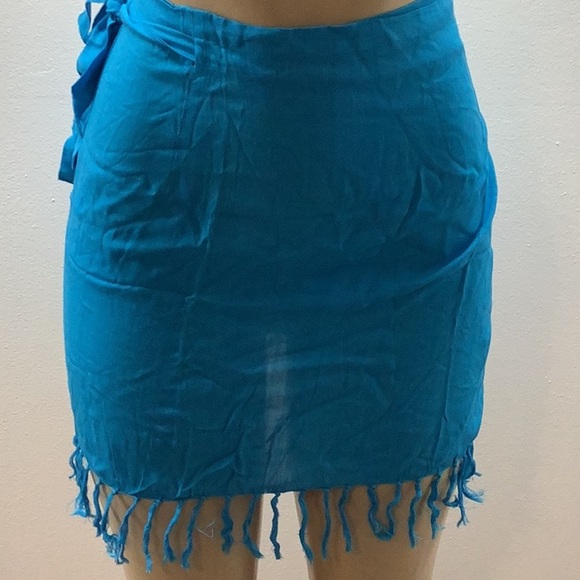Zuliana Size Small Dark Teal 100% Rayon Sarong with Fringes. Made in USA. - Picture 1 of 4